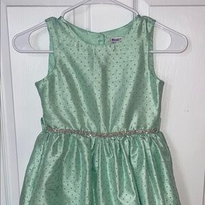 Blueberi Boulevard Girls Light Green Silver Polka Dot Dress Size 7